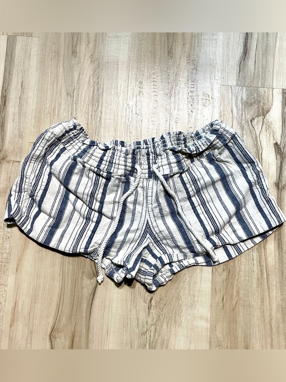 Roxy Striped Navy and White, Short shorts, Beach Drawstring casual